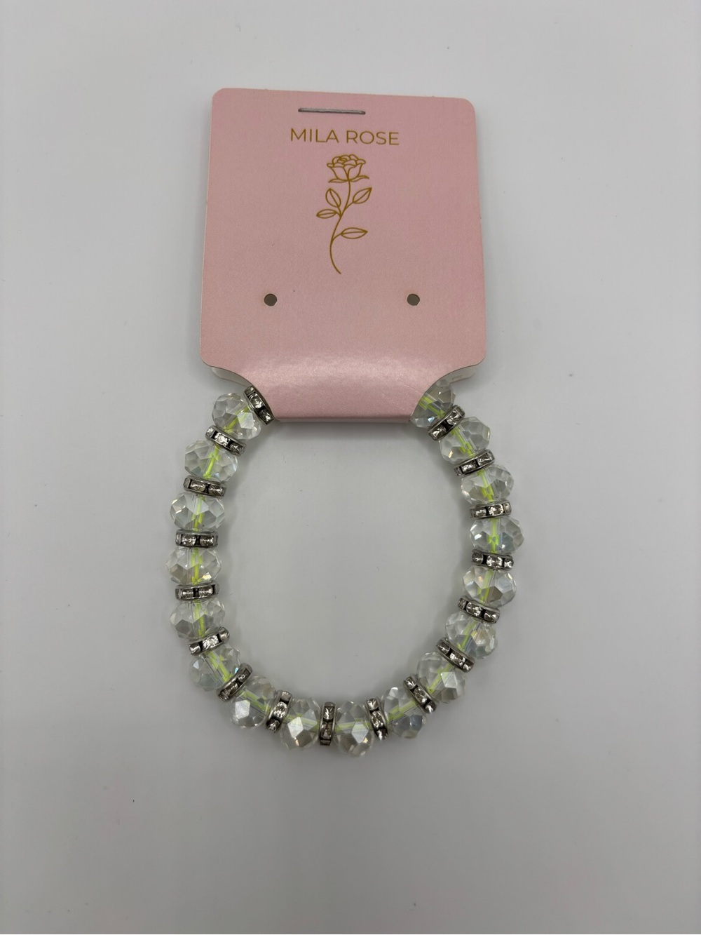 Mila Rose Clear Iridescent Crystal Stretch Bracelet
